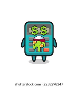 calculator character with an expression of crazy about money , cute style design for t shirt, sticker, logo element