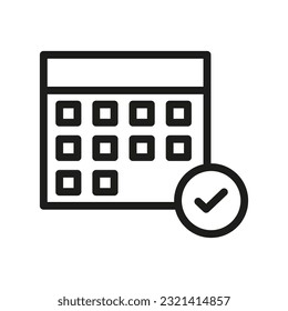 Calculator with check mark isolated icon. Vector illustration. stock image.