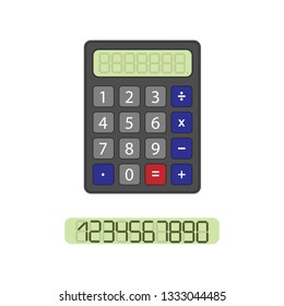 Calculator with a clean scoreboard and a set of numbers to fill, flat design