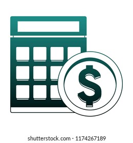 Calculator and coin blue lines