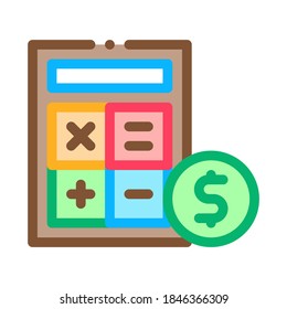 Vector de iconos de la moneda de la calculadora. Signo de moneda de la calculadora de esquema. Ilustración de símbolo de contorno aislado