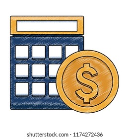 Calculator and coin scribble