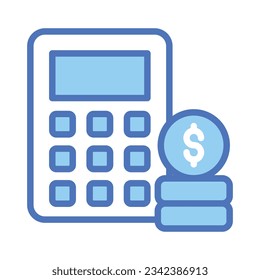 Calculator with coins denoting accounting concept vector, money calculation icon