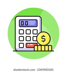Calculator with coins denoting accounting concept vector, money calculation icon