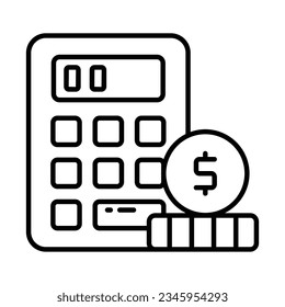 Calculator with coins denoting accounting concept vector, money calculation icon
