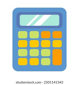 Calculator color icon flat style. Stationery, office and school supplies. Isolated on white.