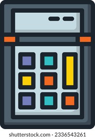 Calculator Color Line Icon - Single Icon, Vector