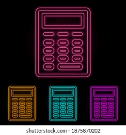 calculator color neon set. Simple thin line, outline vector of web icons for ui and ux, website or mobile application
