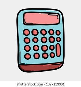 calculator color vector icon. Drawing sketch illustration hand drawn line.
