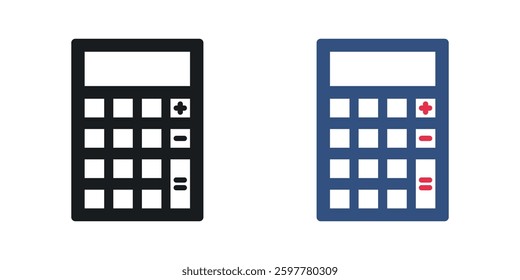 Calculator colored icon set. Stock Vector