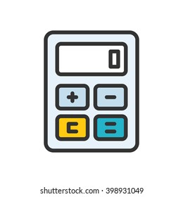Calculator. Colored scalable vector icon in outline style.