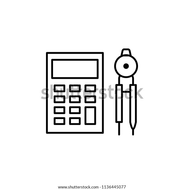calculator and compasses.\
Element of education icon for mobile concept and web apps. Thin\
line calculator and compasses can be used for web and mobile on\
white background