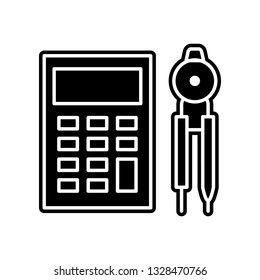 calculator and compasses icon. Element of education for mobile concept and web apps icon. Glyph, flat icon for website design and development, app development
