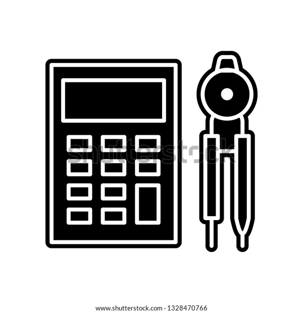 calculator and compasses icon. Element of\
education for mobile concept and web apps icon. Glyph, flat icon\
for website design and development, app\
development