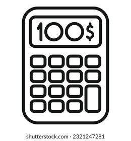 Calculator compensation icon outline vector. Business money. Support fund
