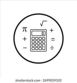 Calculator with Complex Mathematics Symbols Outline Icon