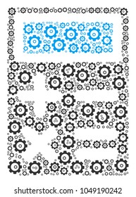 Calculator composition of cogs. Vector gear objects are composed into calculator figure.