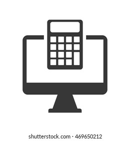 calculator computer money financial commerce icon. Flat and Isolated design. Vector illustration