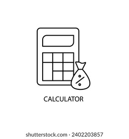 icono de línea de concepto de calculadora. Ilustración de elemento simple. diseño de símbolos de esquema de concepto de calculadora.