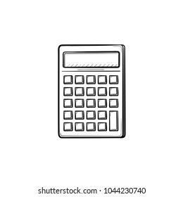 Calculator For Count Hand Drawn Outline Doodle Icon. Math Calculator Vector Sketch Illustration For Print, Web, Mobile And Infographics Isolated On White Background.