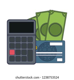 Calculator and credit card with money