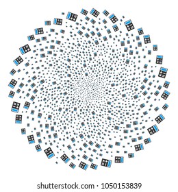 Calculator curl source. Element twirl created from scatter calculator symbols. Vector illustration style is flat iconic symbols.