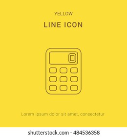 Calculator Cute yellow thin line icon / logo Design
