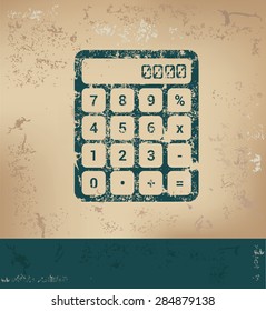 Calculator design on old paper background,grunge concept,vector