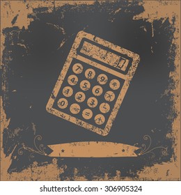 Calculator design on old paper background,vector