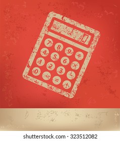 Calculator design on red background,poster grunge design