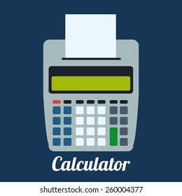 Calculator design over blue background, vector illustration.