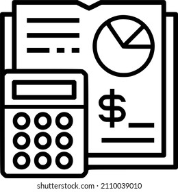 Calculator and detailed reporting paper icon. Budget calculation vector icon. Part of the financial icon set