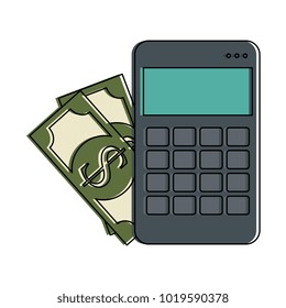 calculator device with bills