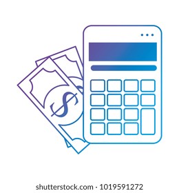 calculator device with bills