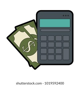 calculator device with bills