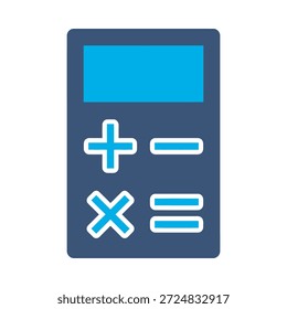 Icono de dispositivo de calculadora Vector plano azul diseño matemática herramienta contable símbolo número de finanzas Botón pantalla elemento gráfico signo