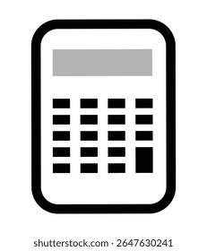 Calculator device icon on transparent background, flat line design, vector illustration