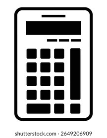 Ícone do dispositivo da calculadora no fundo transparente, projeto da linha plana, ilustração do vetor