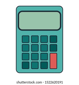 calculator device icon over white background, colorful design. vector illustration