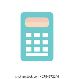 calculator device icon over white background, flat style, vector illustration