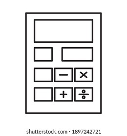 calculator device icon over white background, line style, vector illustration