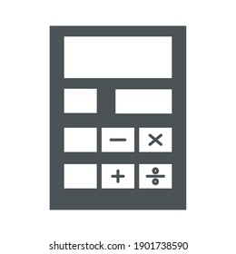 calculator device icon over white background, silhouette style, vector illustration