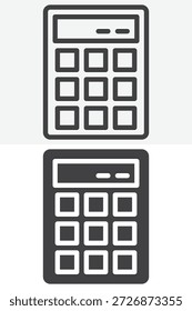 Calculator device icon set in different style. Line, outline and solid icon vector sign and symbol with editable stroke. Calculator icon for math finance calculation.