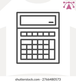 Calculator with digital display line icon, counting tool concept. Vector graphics. Calc with keypad sign and editable stroke, outline style icon for mobile or web design