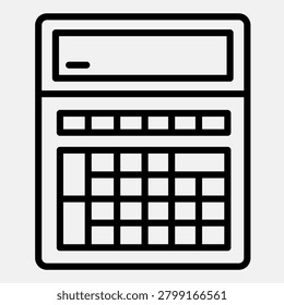 Calculator with digital display line icon, counting tool concept. Vector graphics. Calc with keypad sign with outline style for mobile or web design
