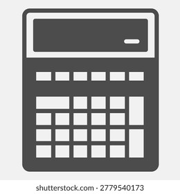 Calculator with digital display solid icon, counting tool concept. Vector graphics. Calc with keypad sign with glyph style for mobile or web design