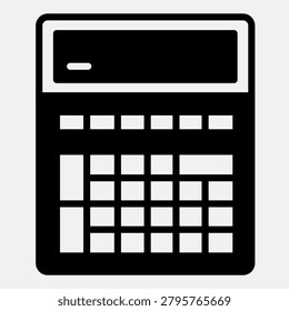 Calculator with digital display solid icon, counting tool concept. Vector graphics. Calc with keypad sign with glyph style for mobile or web design