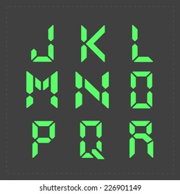 Calculator digital green text.
