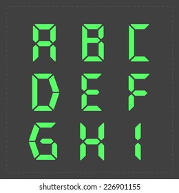 Calculator digital green text.