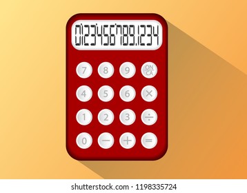 Calculator with digital number, flat design, graphic vector